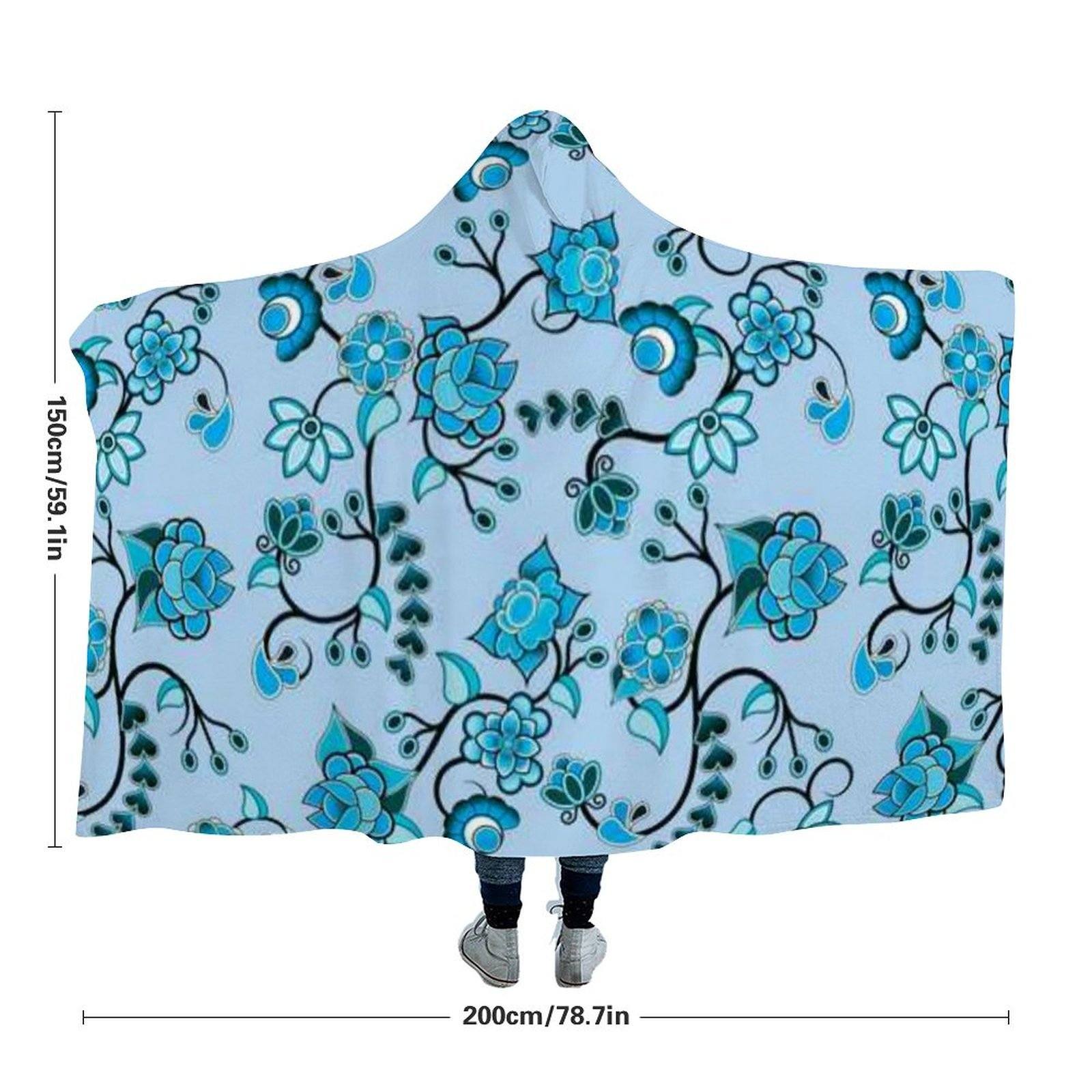 Blue Floral Amour Hooded Blanket blanket 49 Dzine 