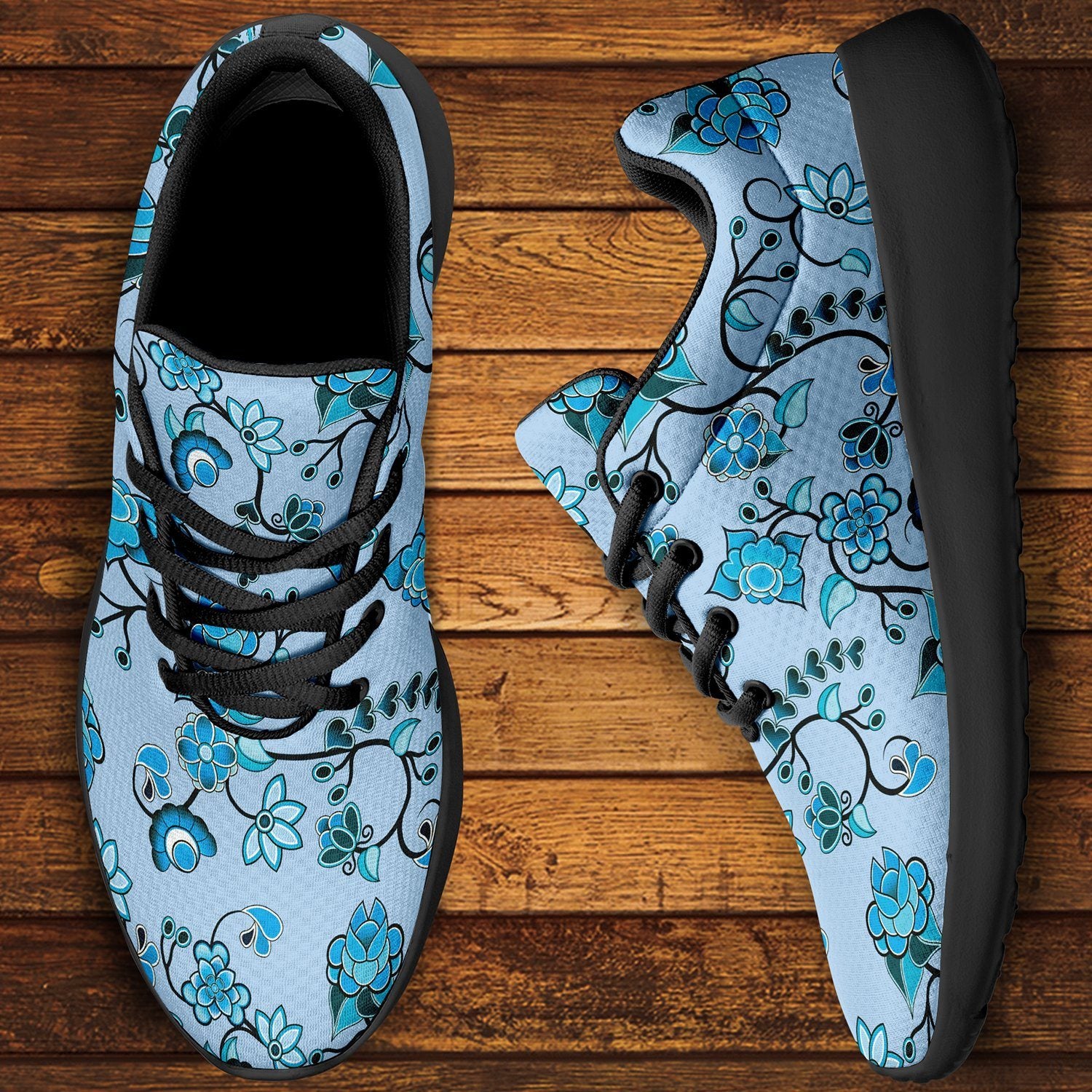 Blue Floral Amour Ikkaayi Sport Sneakers ikkaayi Herman 