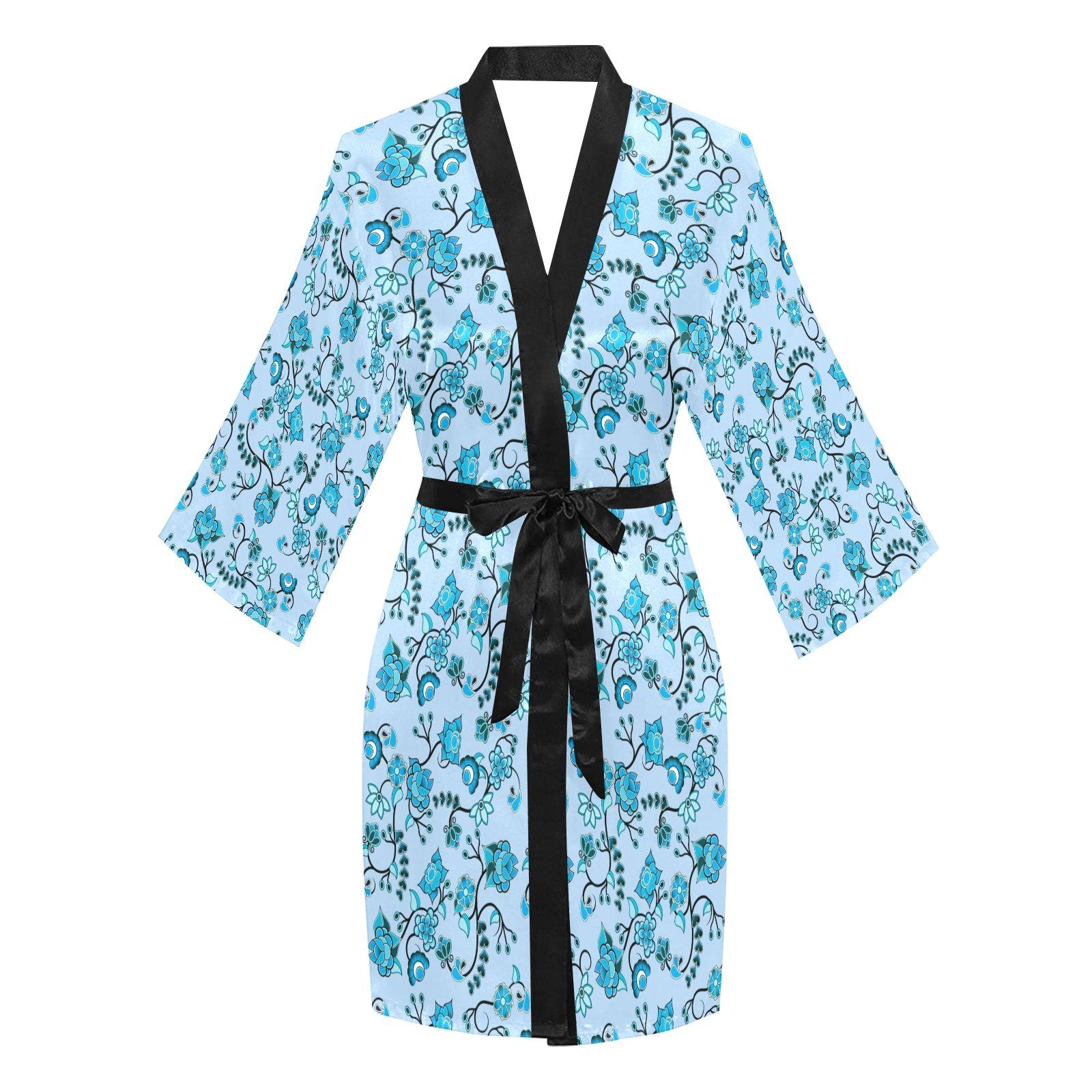 Blue Floral Amour Long Sleeve Kimono Robe Long Sleeve Kimono Robe e-joyer 
