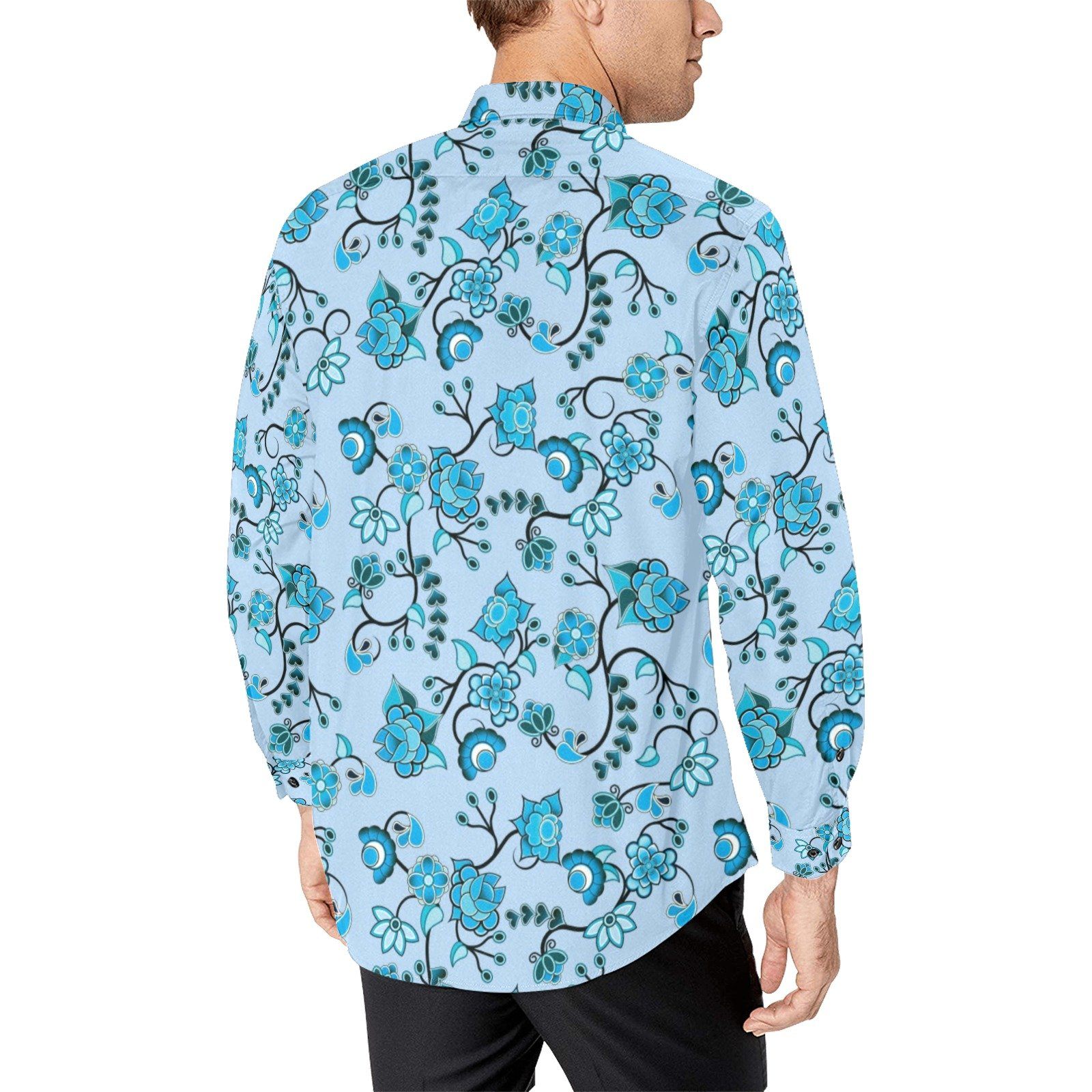 Blue Floral Amour Men's All Over Print Casual Dress Shirt (Model T61) Men's Dress Shirt (T61) e-joyer 