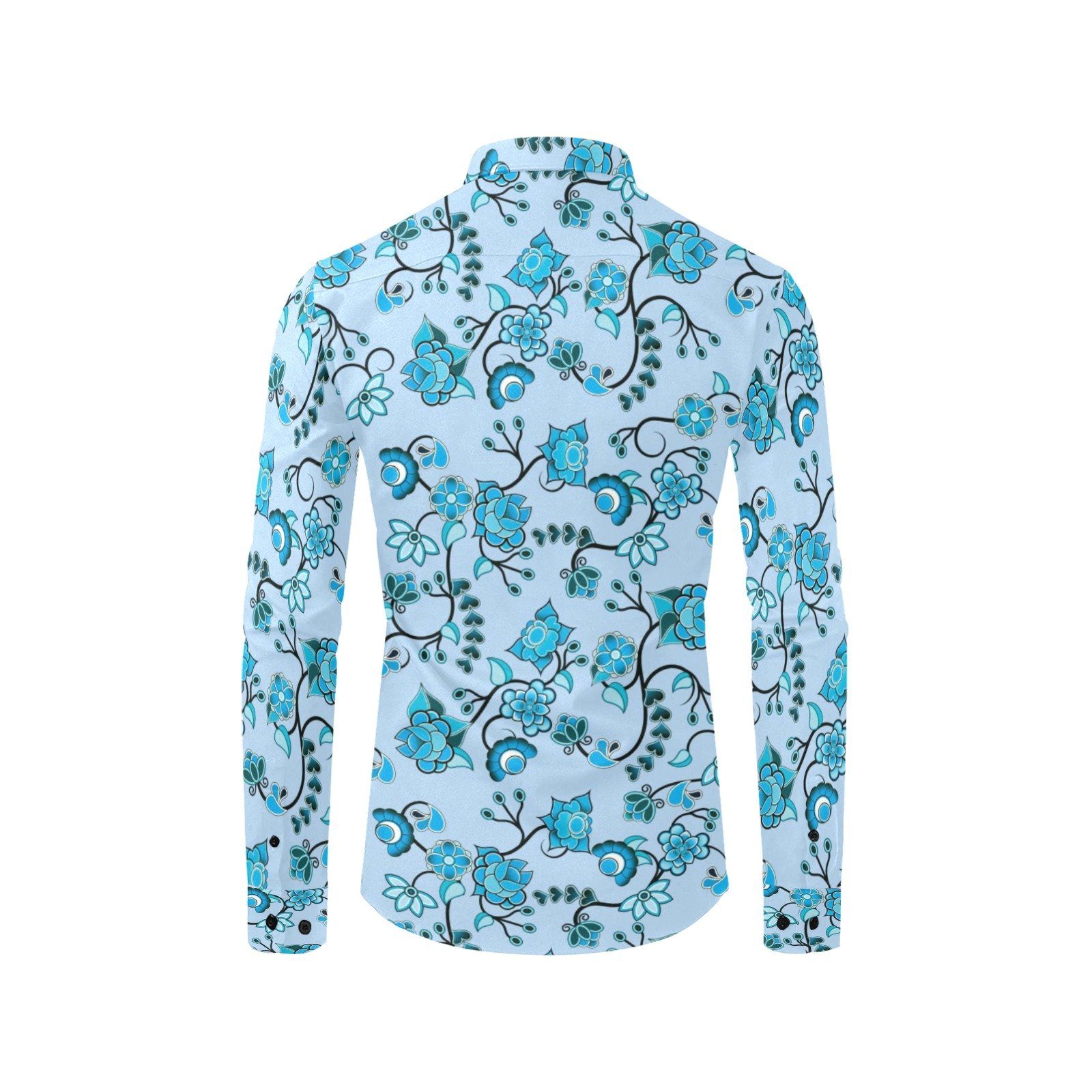 Blue Floral Amour Men's All Over Print Casual Dress Shirt (Model T61) Men's Dress Shirt (T61) e-joyer 