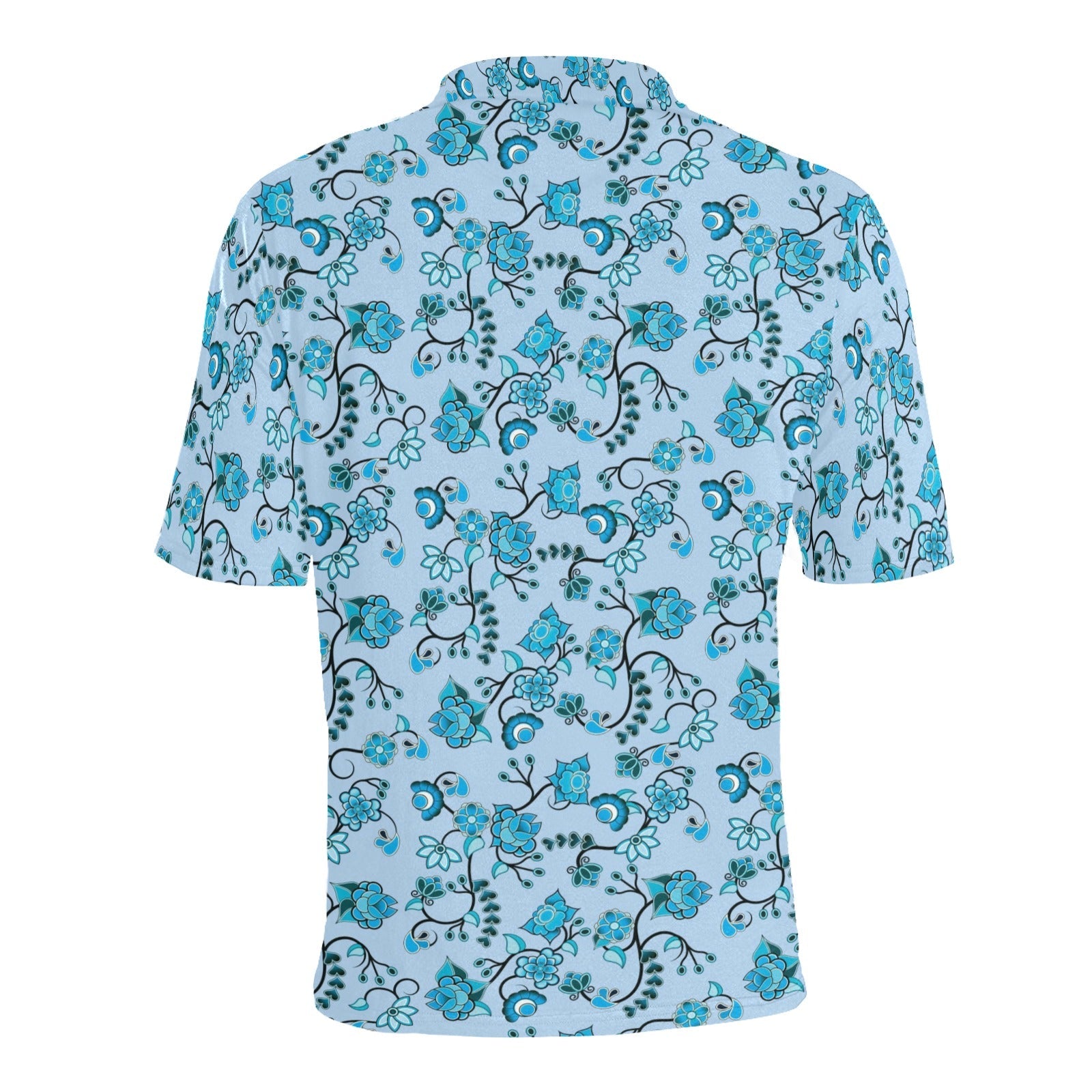 Blue Floral Amour Men's All Over Print Polo Shirt (Model T55) Men's Polo Shirt (Model T55) e-joyer 