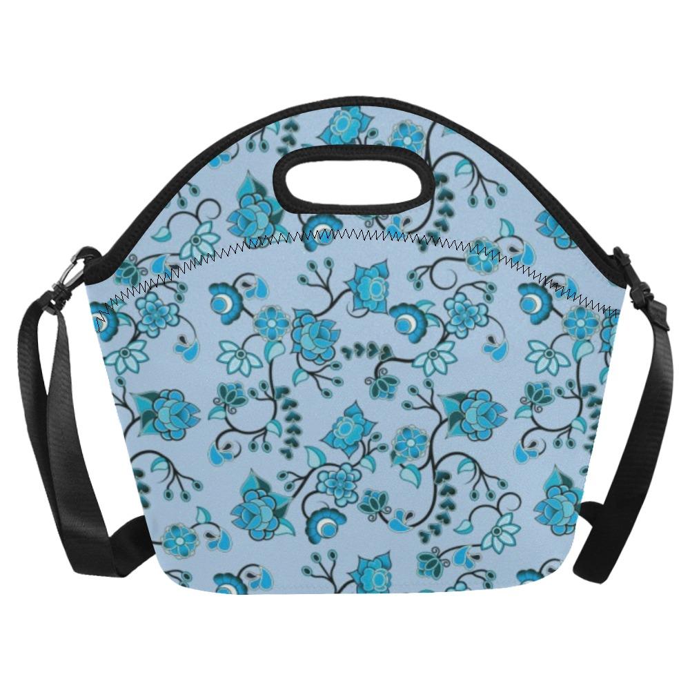 Blue Floral Amour Neoprene Lunch Bag/Large (Model 1669) bag e-joyer 
