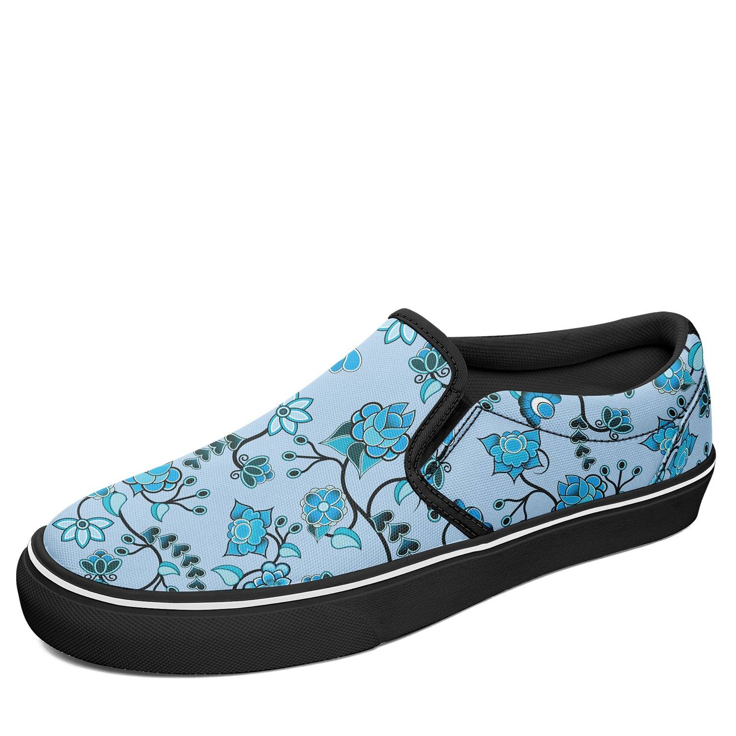Blue Floral Amour Otoyimm Canvas Slip On Shoes otoyimm Herman US Youth 1 / EUR 32 Black Sole 