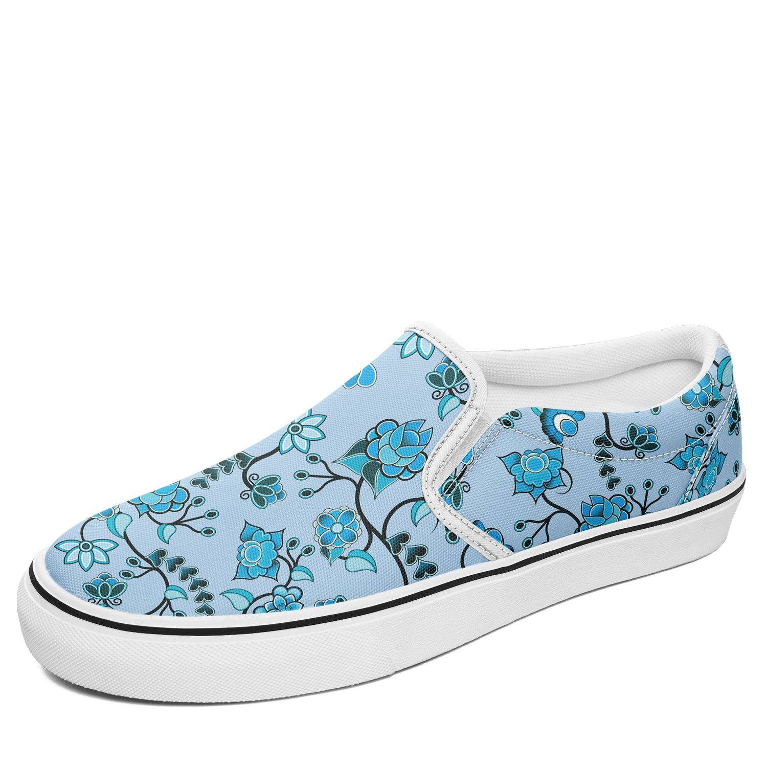 Blue Floral Amour Otoyimm Canvas Slip On Shoes otoyimm Herman US Youth 1 / EUR 32 White Sole 