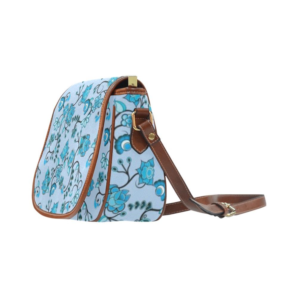 Blue Floral Amour Saddle Bag/Large (Model 1649) bag e-joyer 