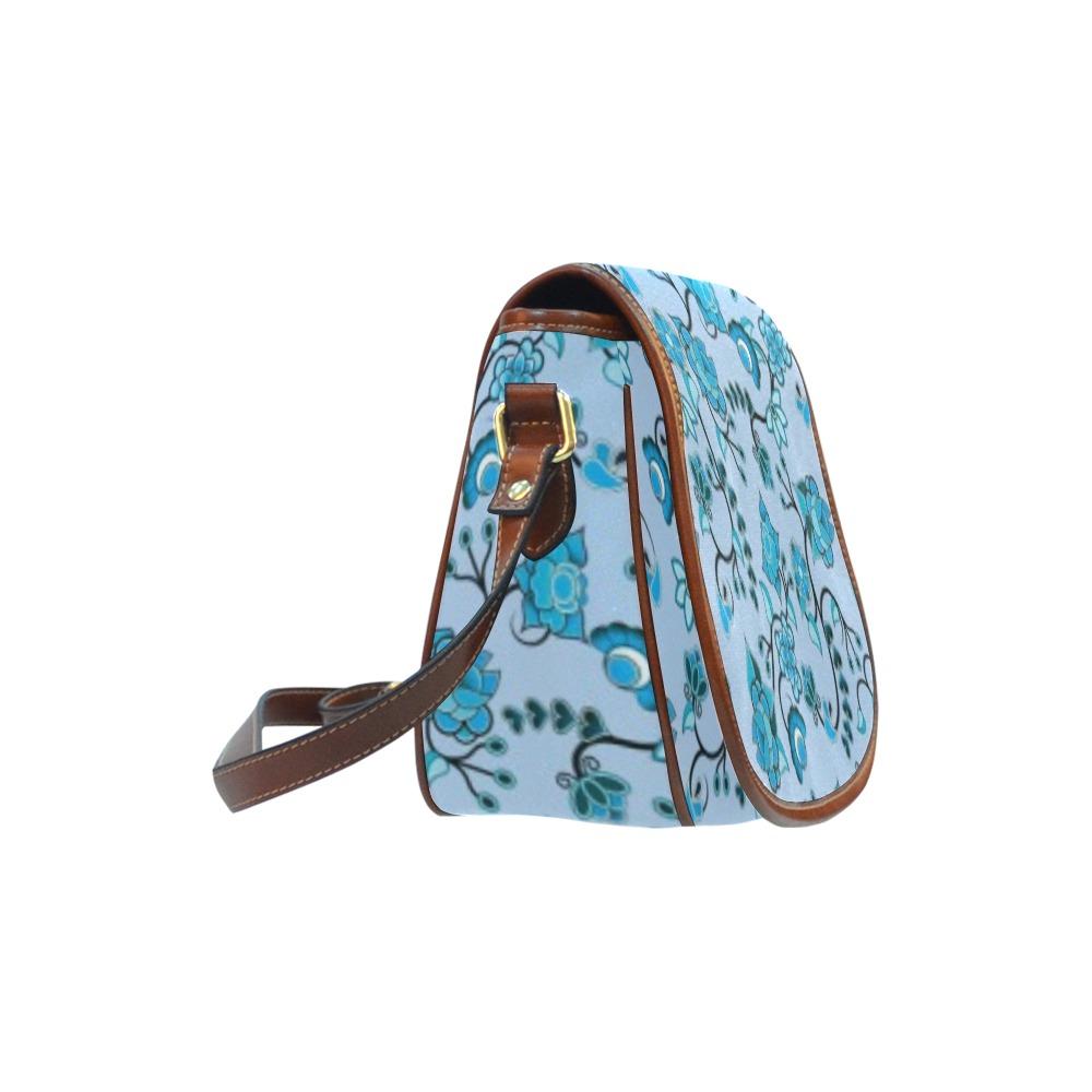 Blue Floral Amour Saddle Bag/Small (Model 1649) Full Customization bag e-joyer 