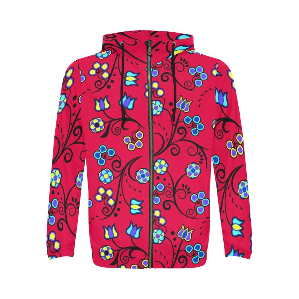 Blue Trio Cardinal All Over Print Full Zip Hoodie for Men (Model H14) hoodie e-joyer 