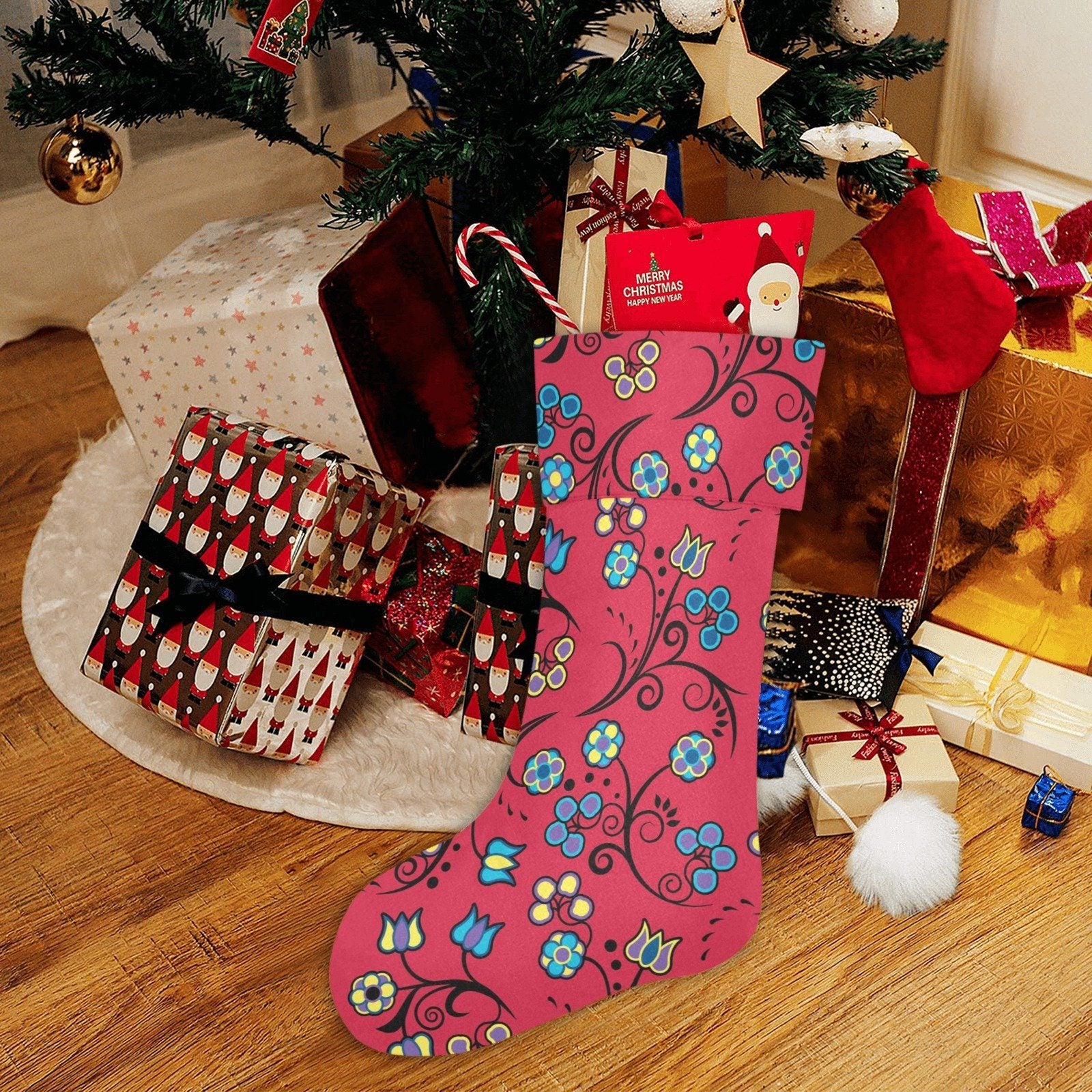 Blue Trio Cardinal Christmas Stocking holiday stocking e-joyer 