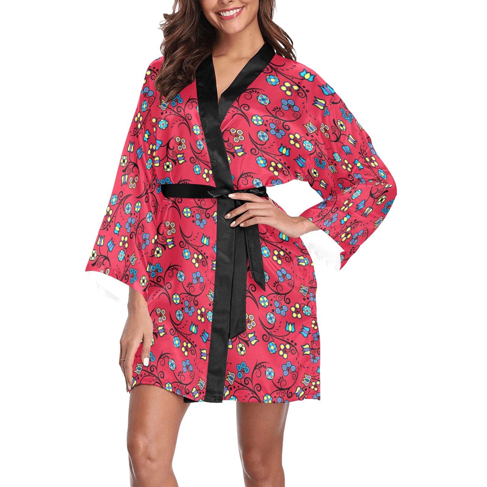 Blue Trio Cardinal Long Sleeve Kimono Robe Long Sleeve Kimono Robe e-joyer 