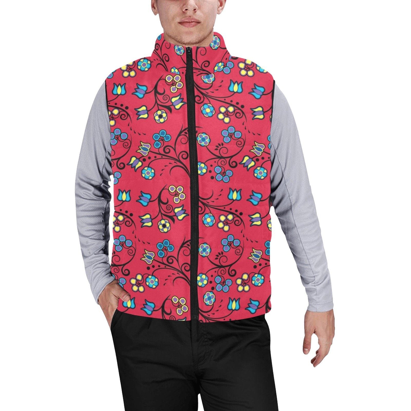 Blue Trio Cardinal Men's Padded Vest Jacket (Model H44) Men's Padded Vest Jacket (H44) e-joyer 