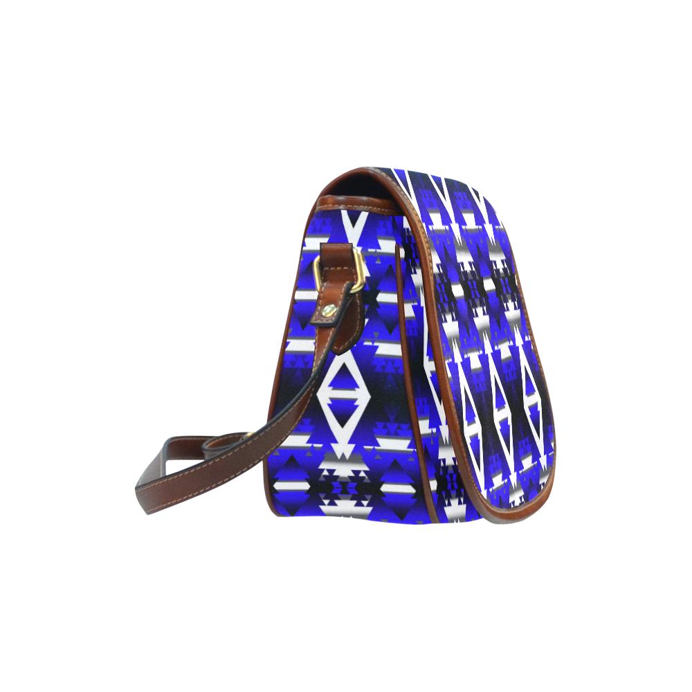 Blue Winter Camp Saddle Bag/Small (Model 1649) Full Customization Saddle Bag/Small (Full Customization) e-joyer 