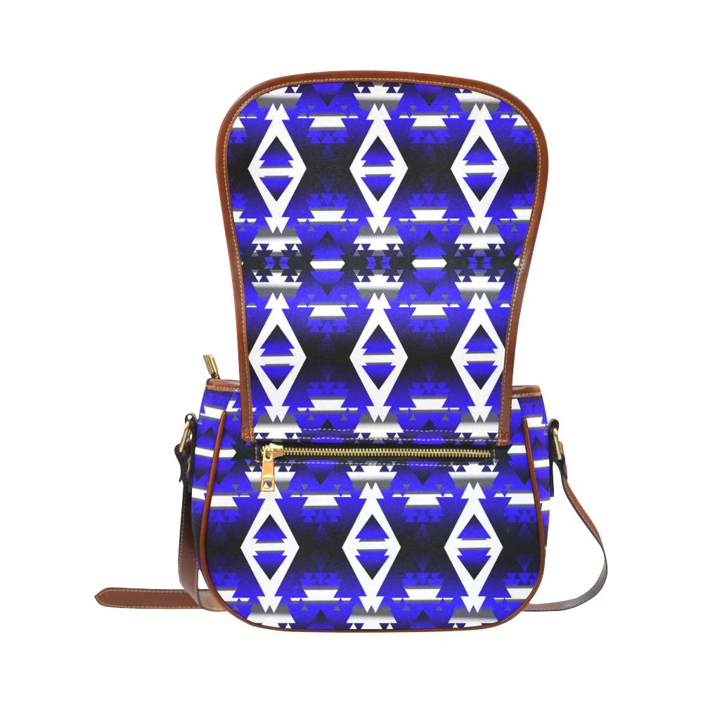 Blue Winter Camp Saddle Bag/Small (Model 1649) Full Customization Saddle Bag/Small (Full Customization) e-joyer 