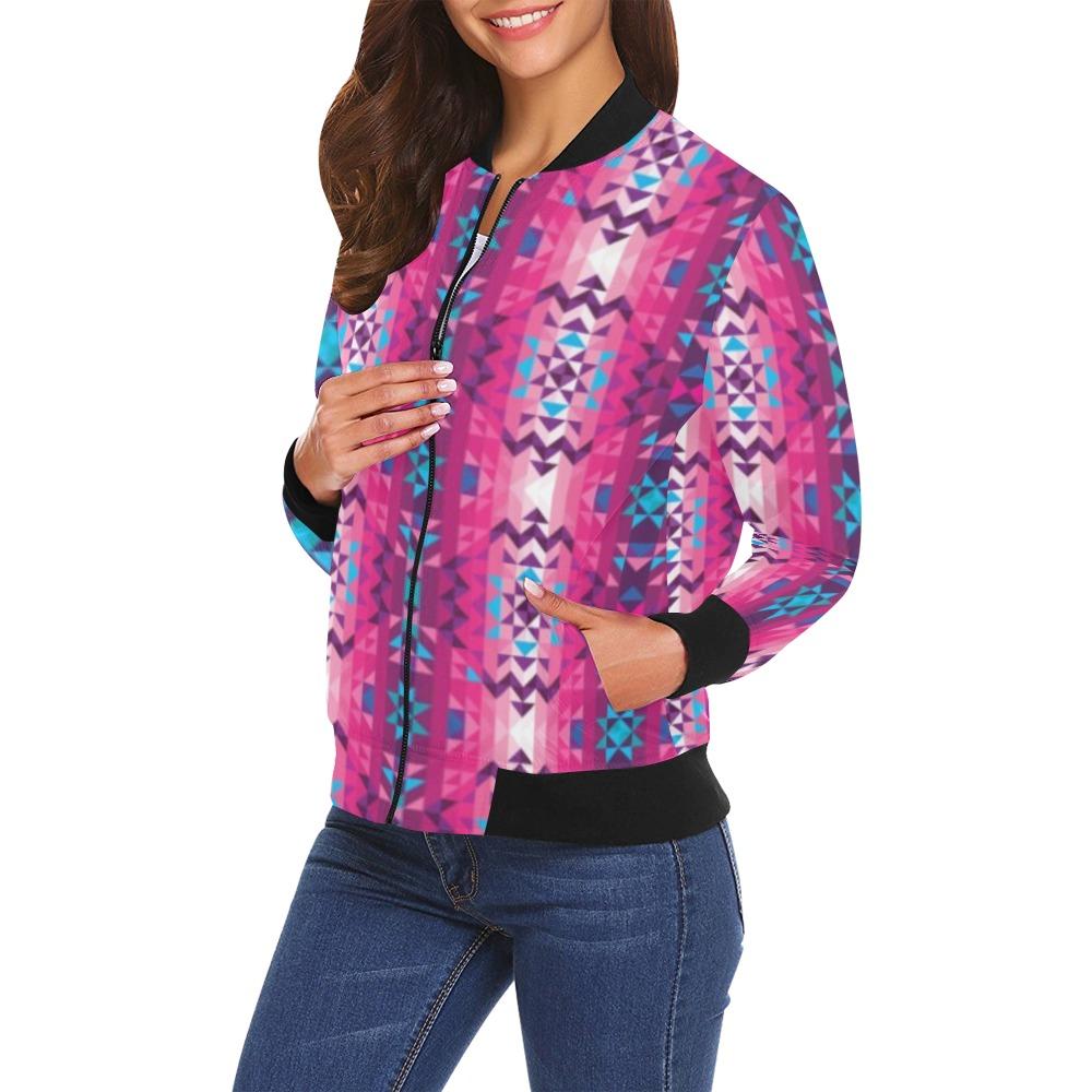 Bright Wave All Over Print Bomber Jacket for Women (Model H19) All Over Print Bomber Jacket for Women (H19) e-joyer 