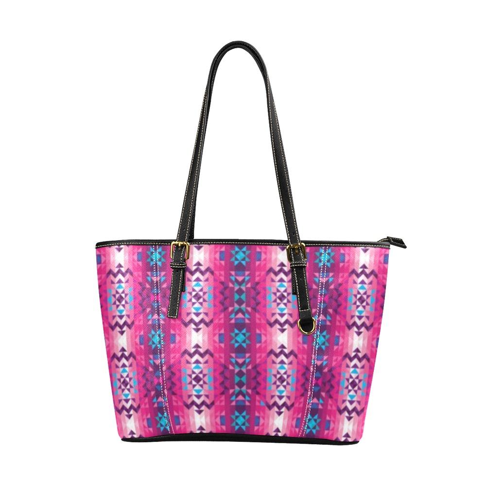 Bright Wave Leather Tote Bag/Large (Model 1640) Leather Tote Bag (1640) e-joyer 