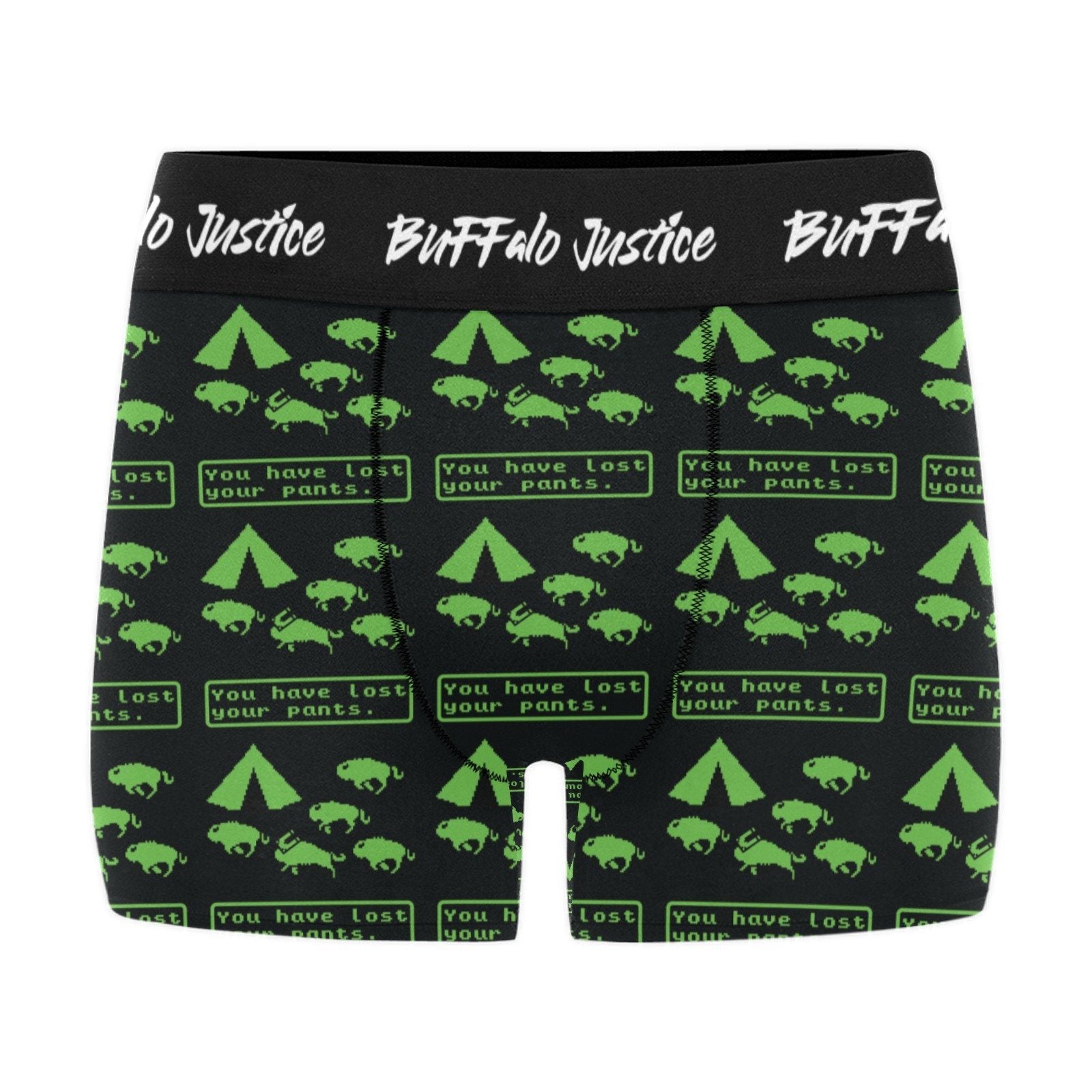 Buffalo Justice Green-Black Men's Boxer Briefs w/ Custom Waistband (Merged Design) (Model L10) Men's Briefs-Custom Waistband (Merged Design) e-joyer 