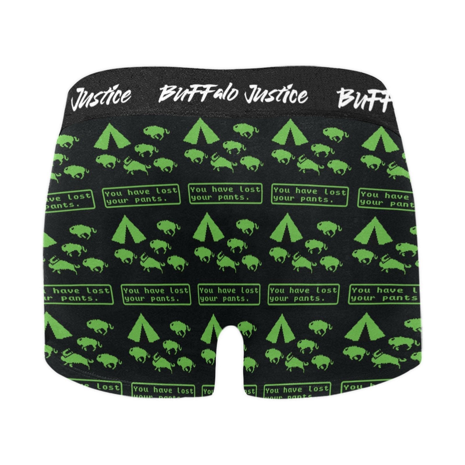 Buffalo Justice Green-Black Men's Boxer Briefs w/ Custom Waistband (Merged Design) (Model L10) Men's Briefs-Custom Waistband (Merged Design) e-joyer 