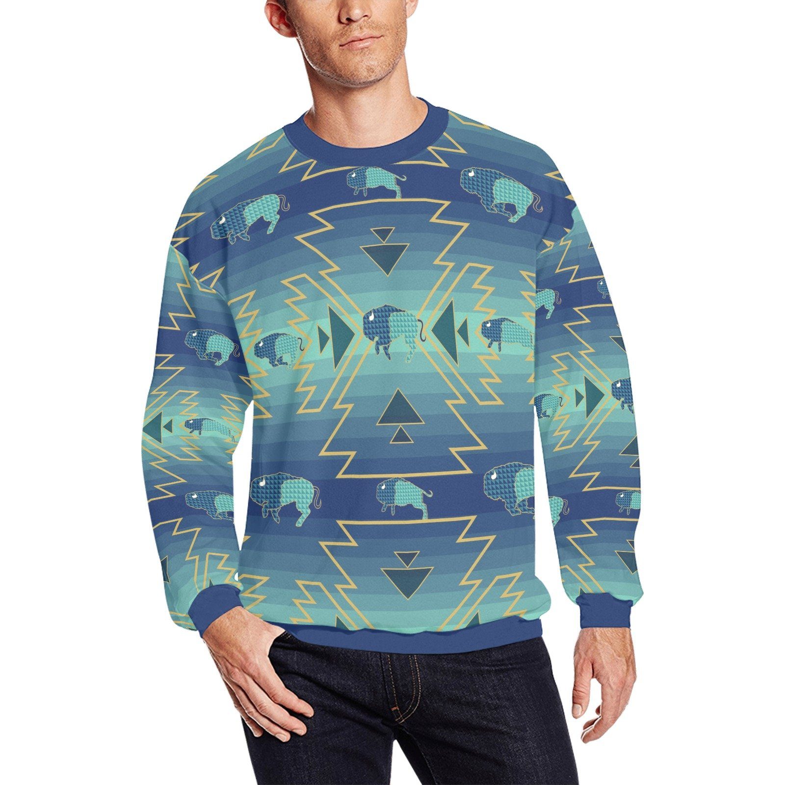 Buffalo Run All Over Print Crewneck Sweatshirt for Men (Model H18) shirt e-joyer 