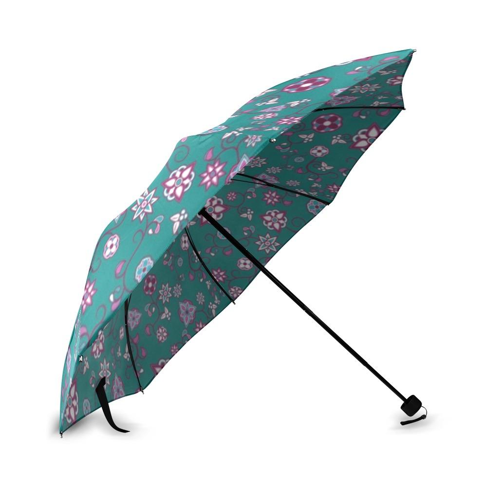 Burgundy Bloom Foldable Umbrella (Model U01) Foldable Umbrella e-joyer 