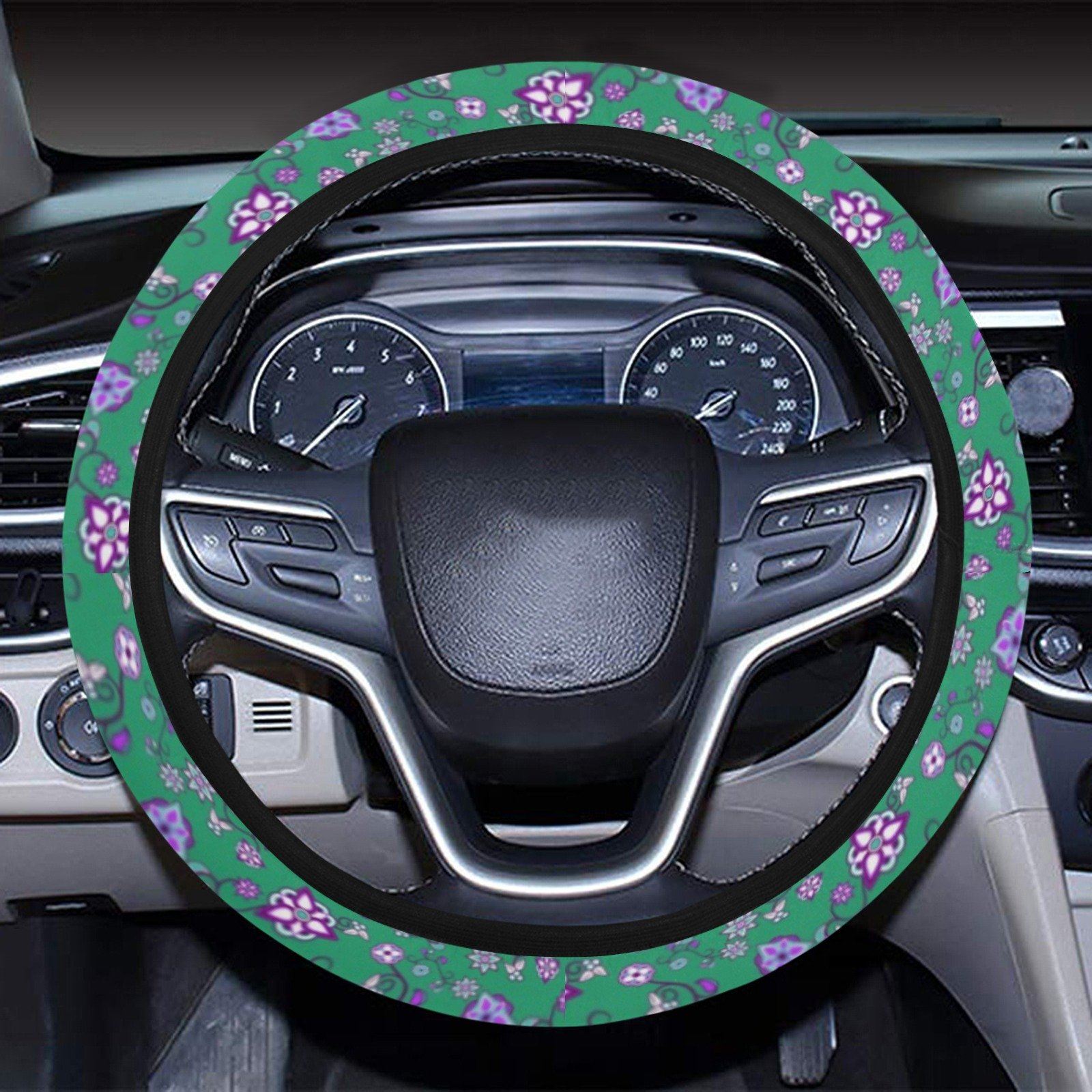 Burgundy Bloom Steering Wheel Cover with Elastic Edge Steering Wheel Cover with Elastic Edge e-joyer 
