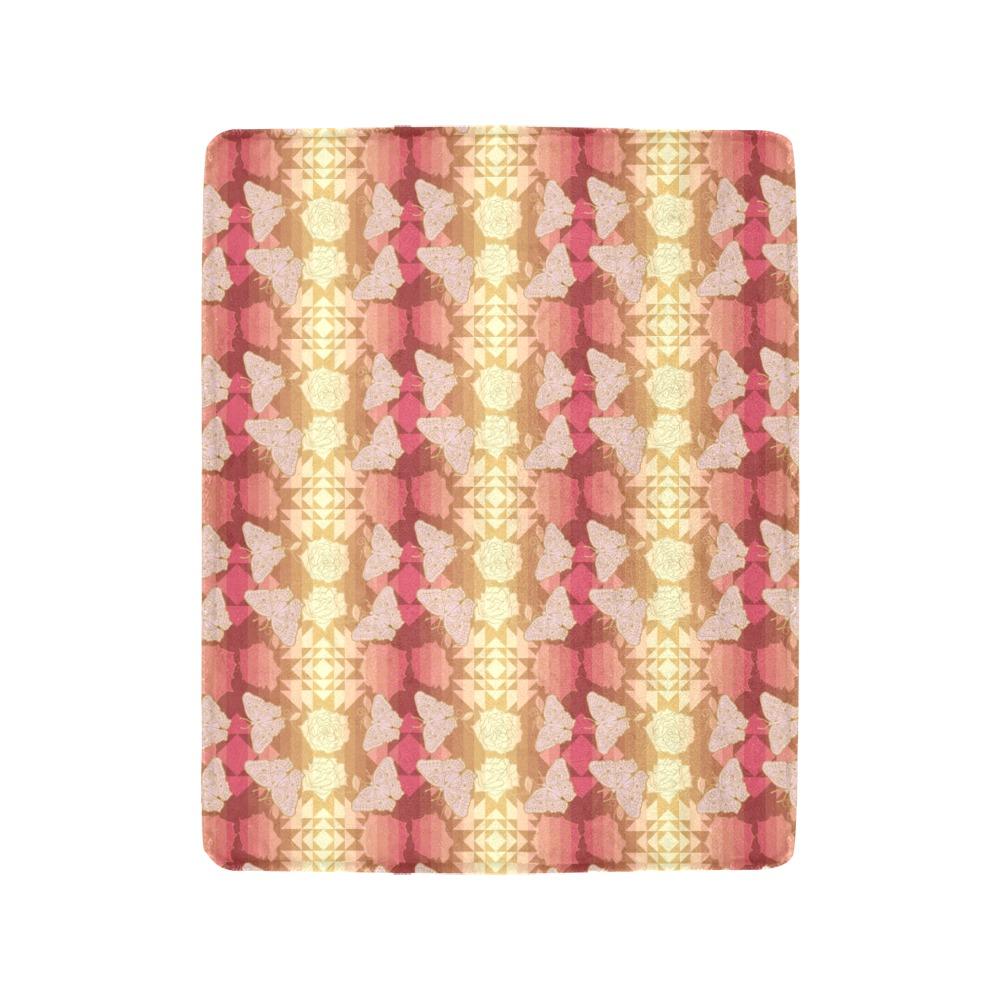 Butterfly and Roses on Geometric Ultra-Soft Micro Fleece Blanket 40"x50" Ultra-Soft Blanket 40''x50'' e-joyer 