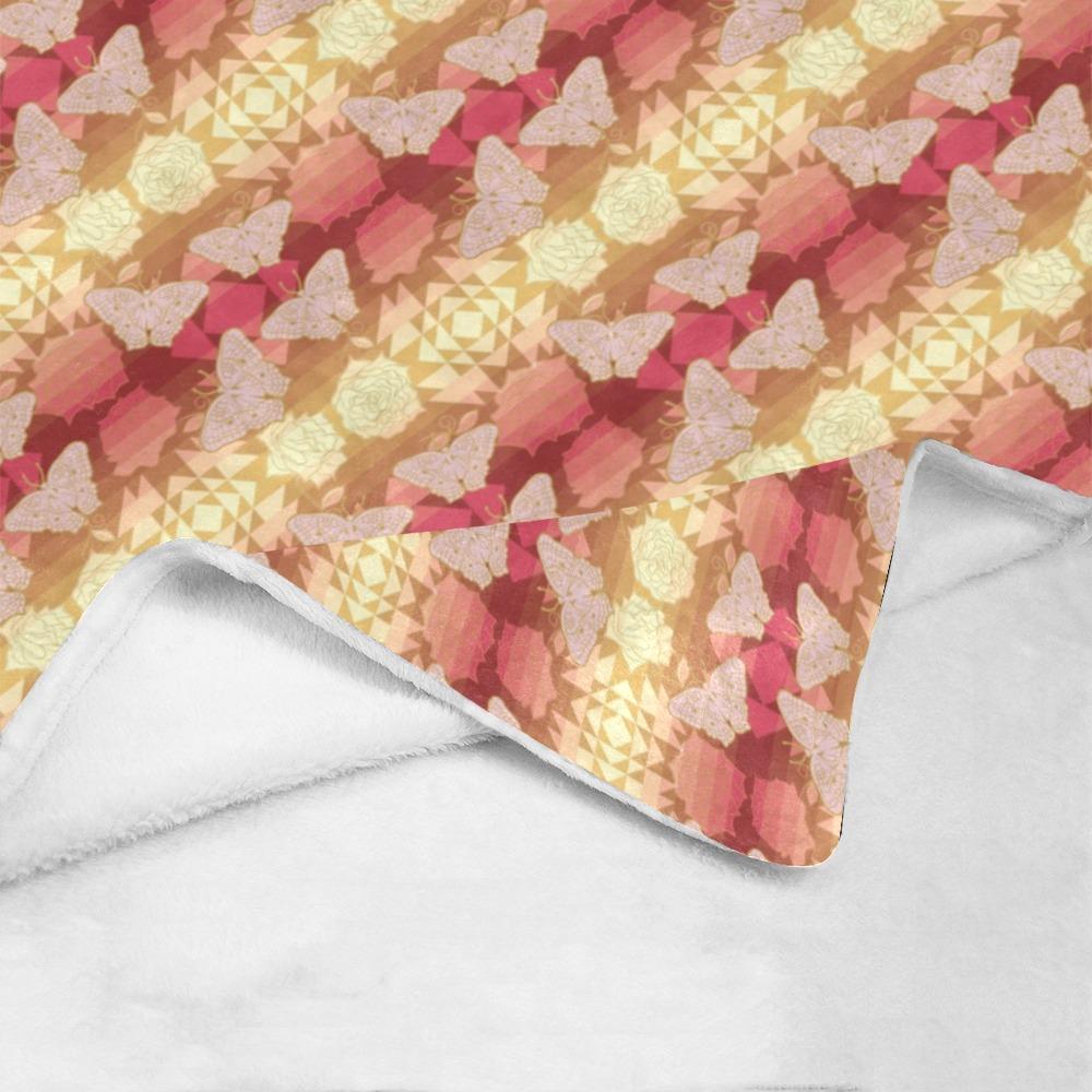 Butterfly and Roses on Geometric Ultra-Soft Micro Fleece Blanket 50"x60" Ultra-Soft Blanket 50''x60'' e-joyer 