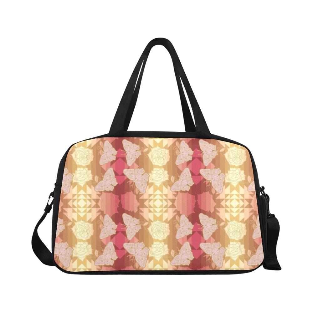 Butterfly and Roses on Geometric Weekend Travel Bag (Model 1671) bag e-joyer 