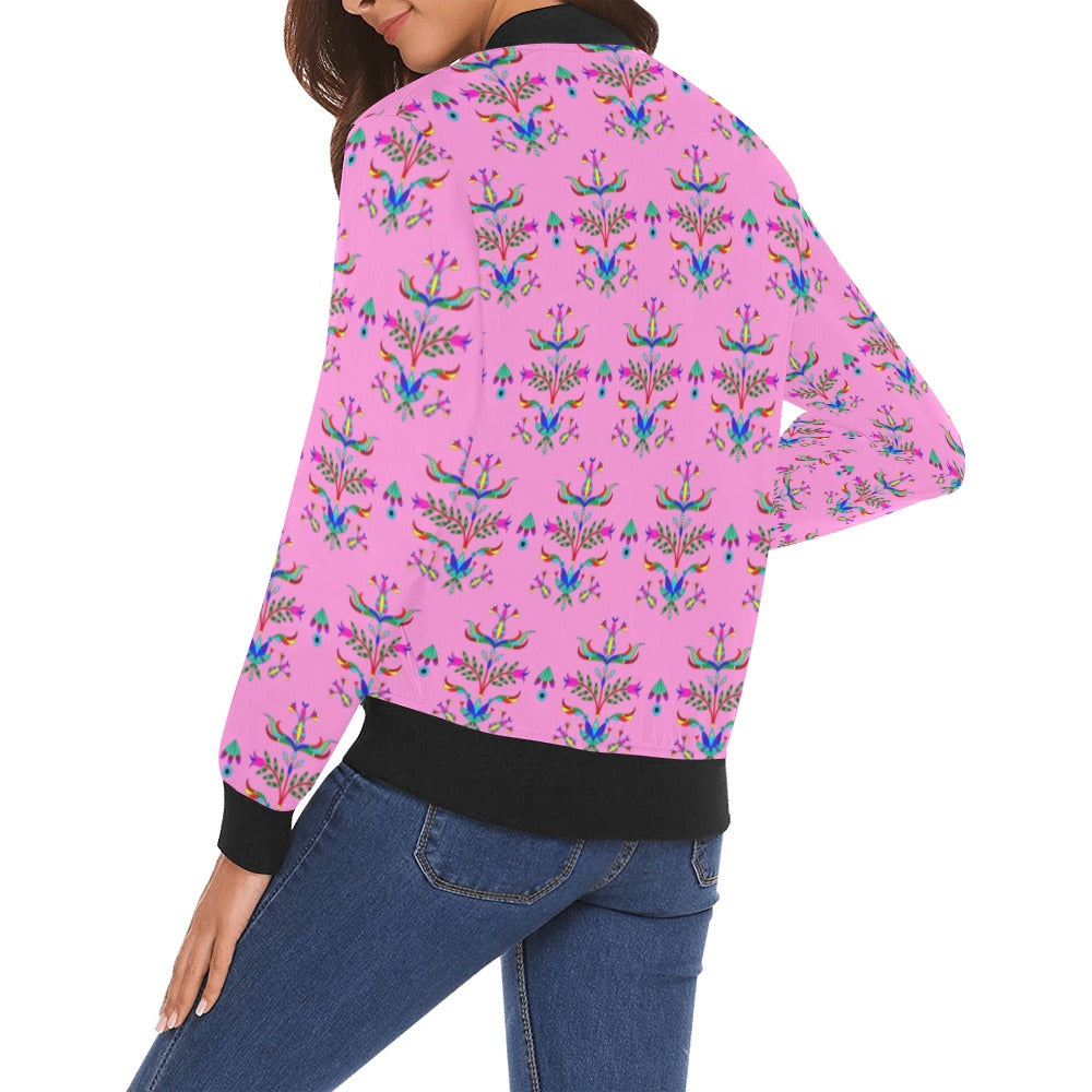 Dakota Damask Cheyenne Pink All Over Print Bomber Jacket for Women