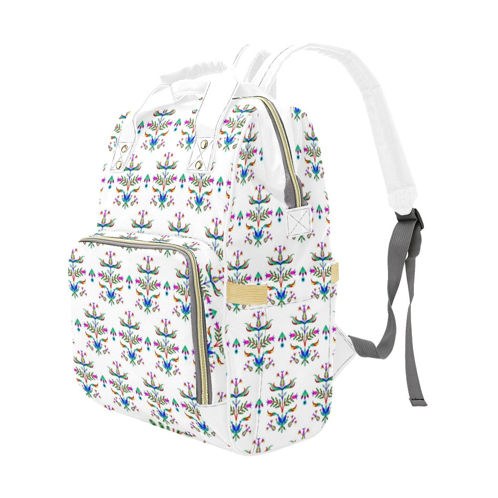 Dakota Damask White Multi-Function Diaper Backpack/Diaper Bag