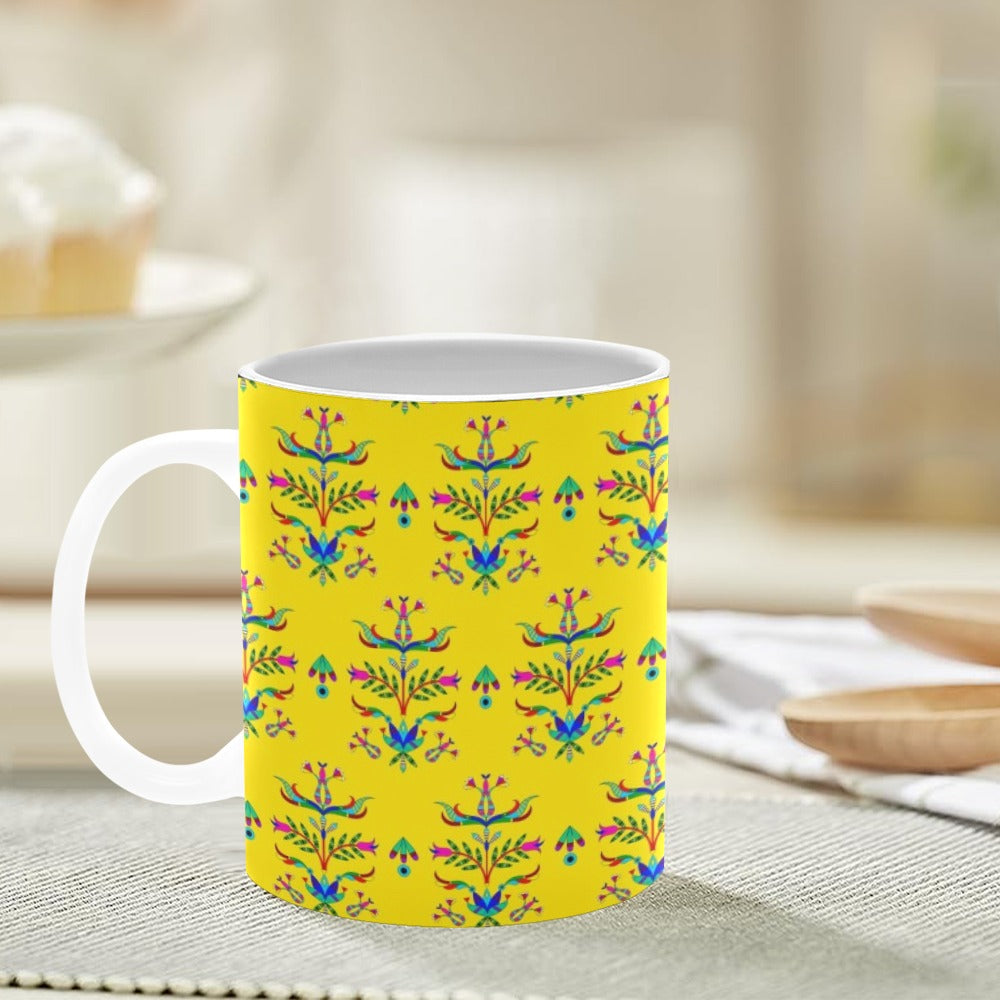 Dakota Damask Yellow White Mug(11OZ)