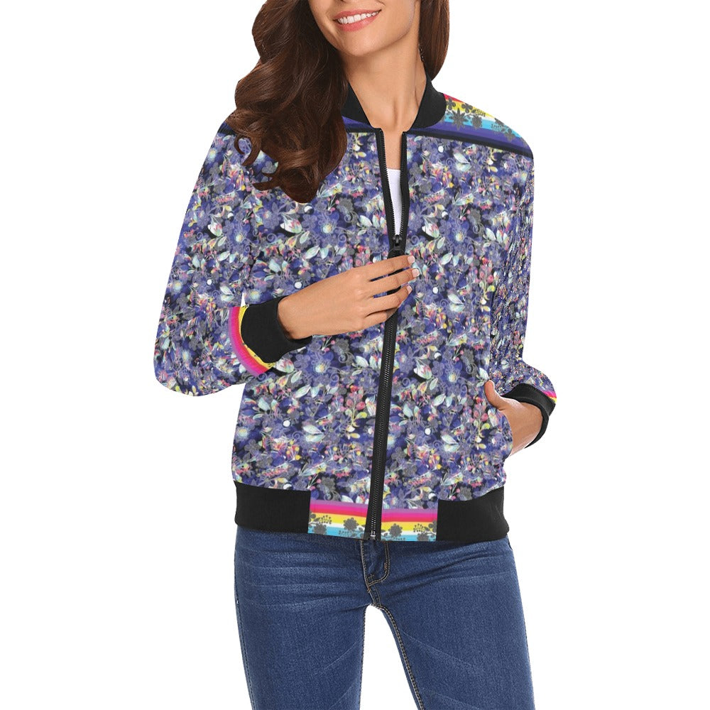 Culture in Nature Blue Bomber Jacket for Women