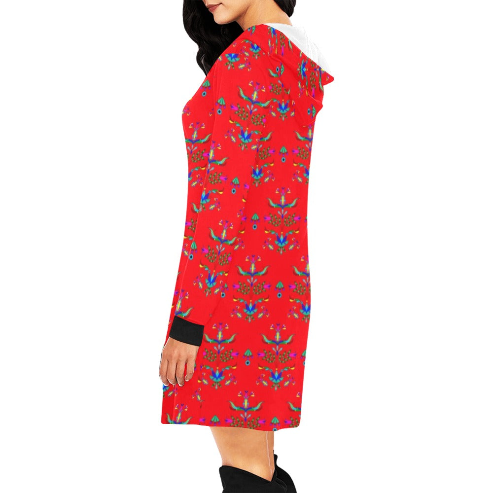 Dakota Damask Red Hoodie Dress