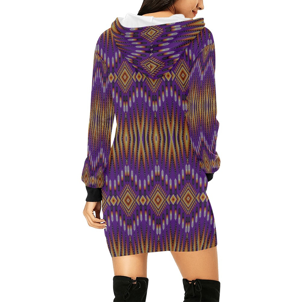 Fire Feather Purple Hoodie Dress