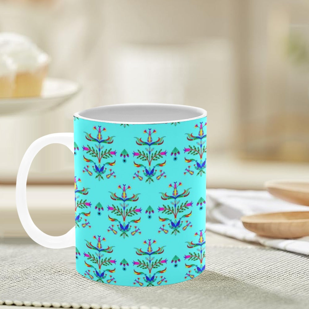 Dakota Damask Turquoise White Mug(11OZ)