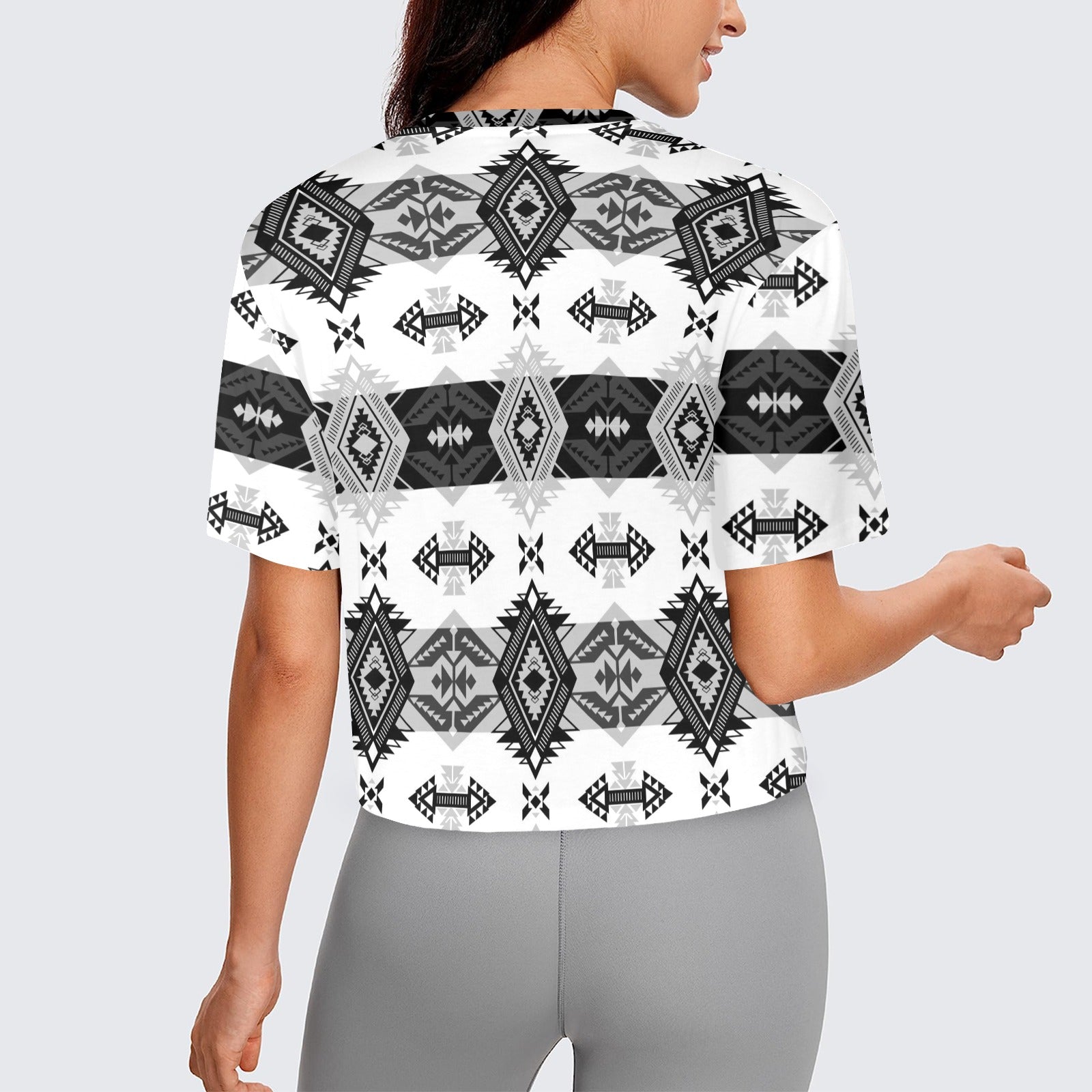 Sovereign Nation Black and White Women's Cropped T-shirt