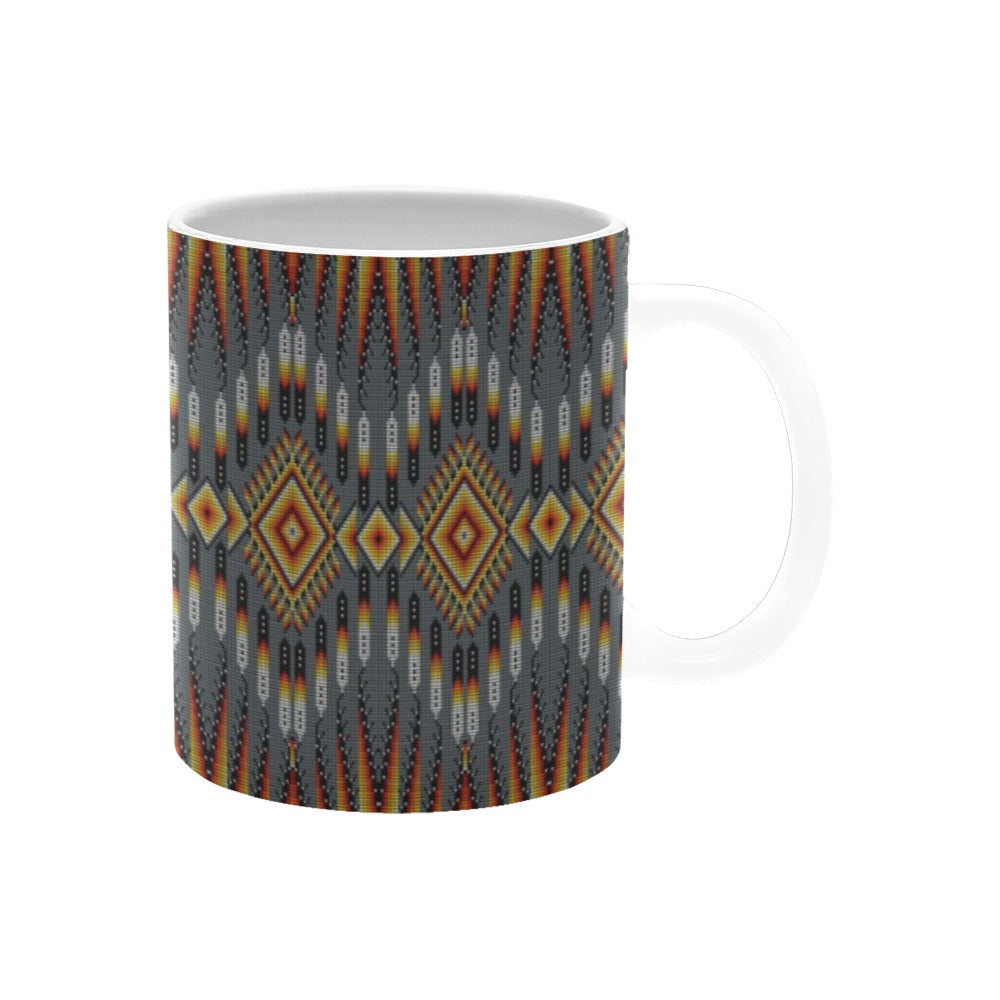 Fire Feather Grey White Mug(11OZ)