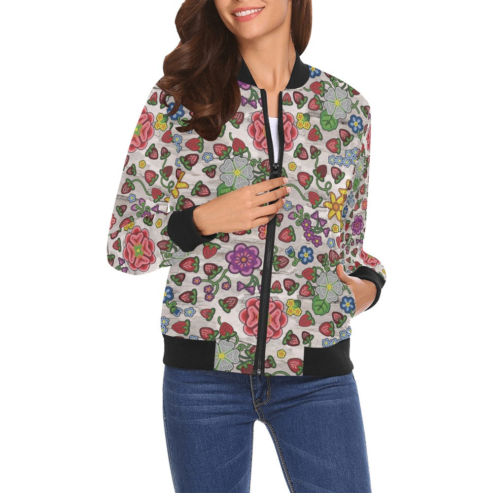 Berry Pop Bright Birch All Over Print Bomber Jacket for Women