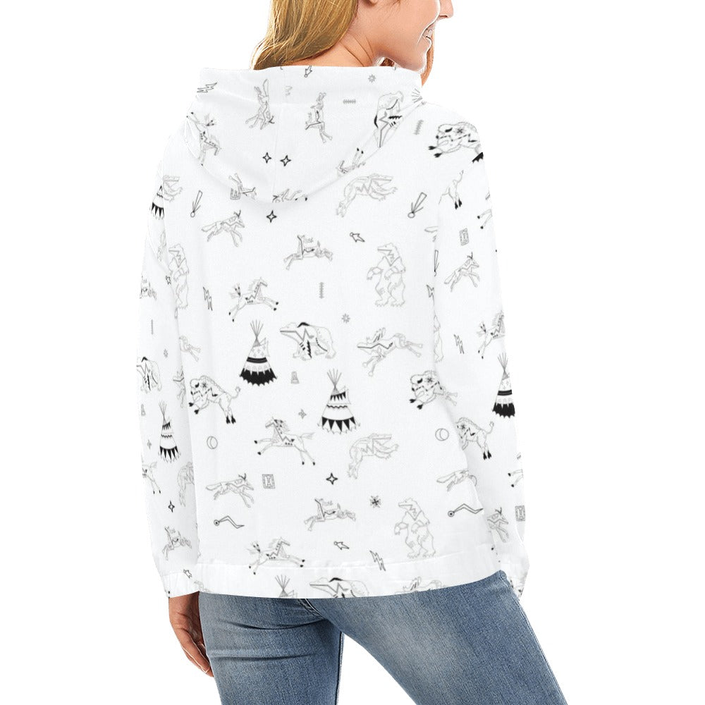 Ledger Dables White Hoodie for Women (USA Size) (Model H13)