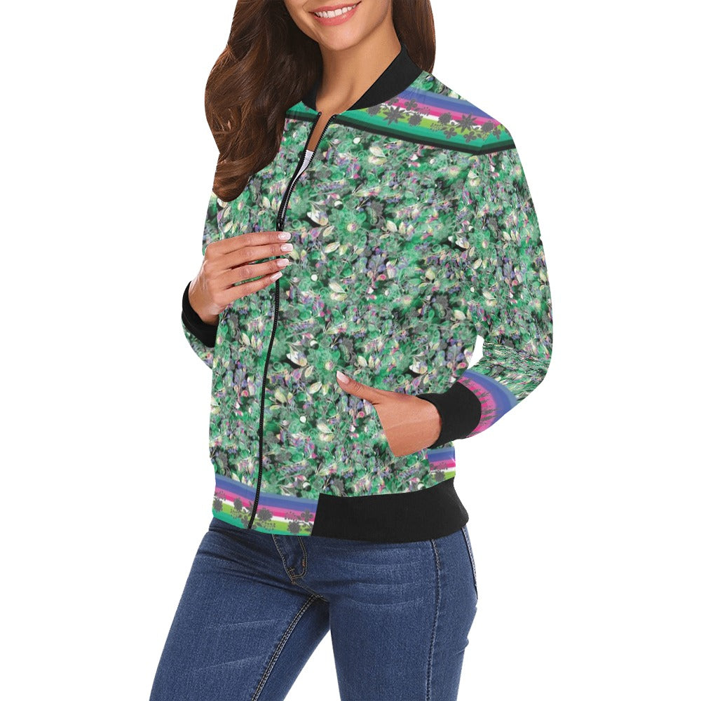 Culture in Nature Green Bomber Jacket for Women