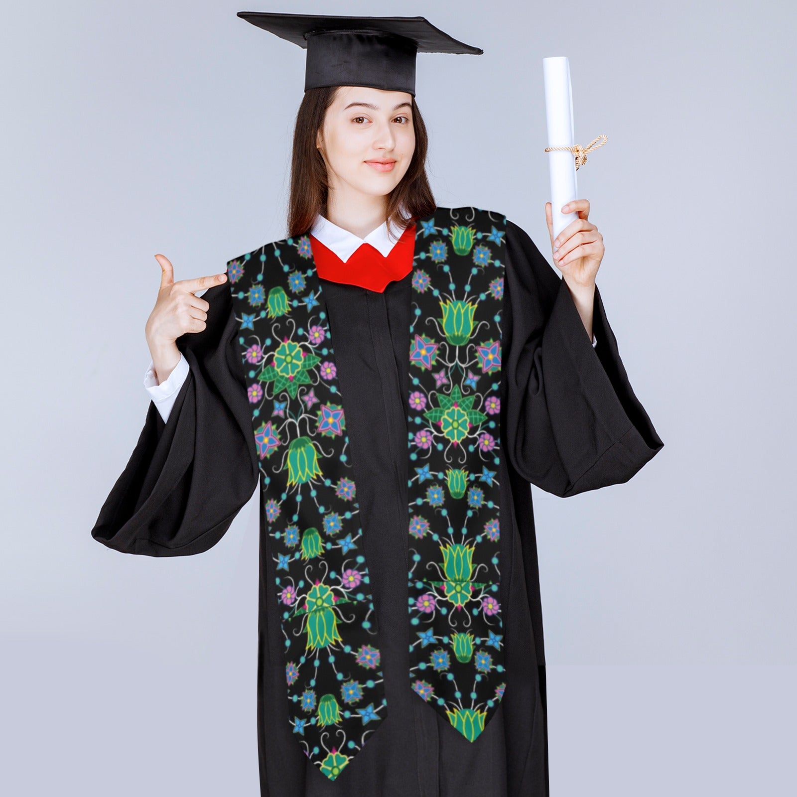 Floral Damask Garden Graduation Stole