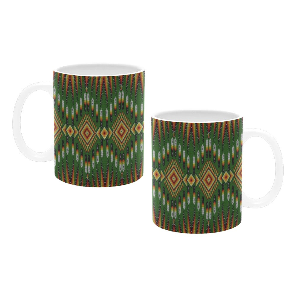 Fire Feather Green White Mug(11OZ)