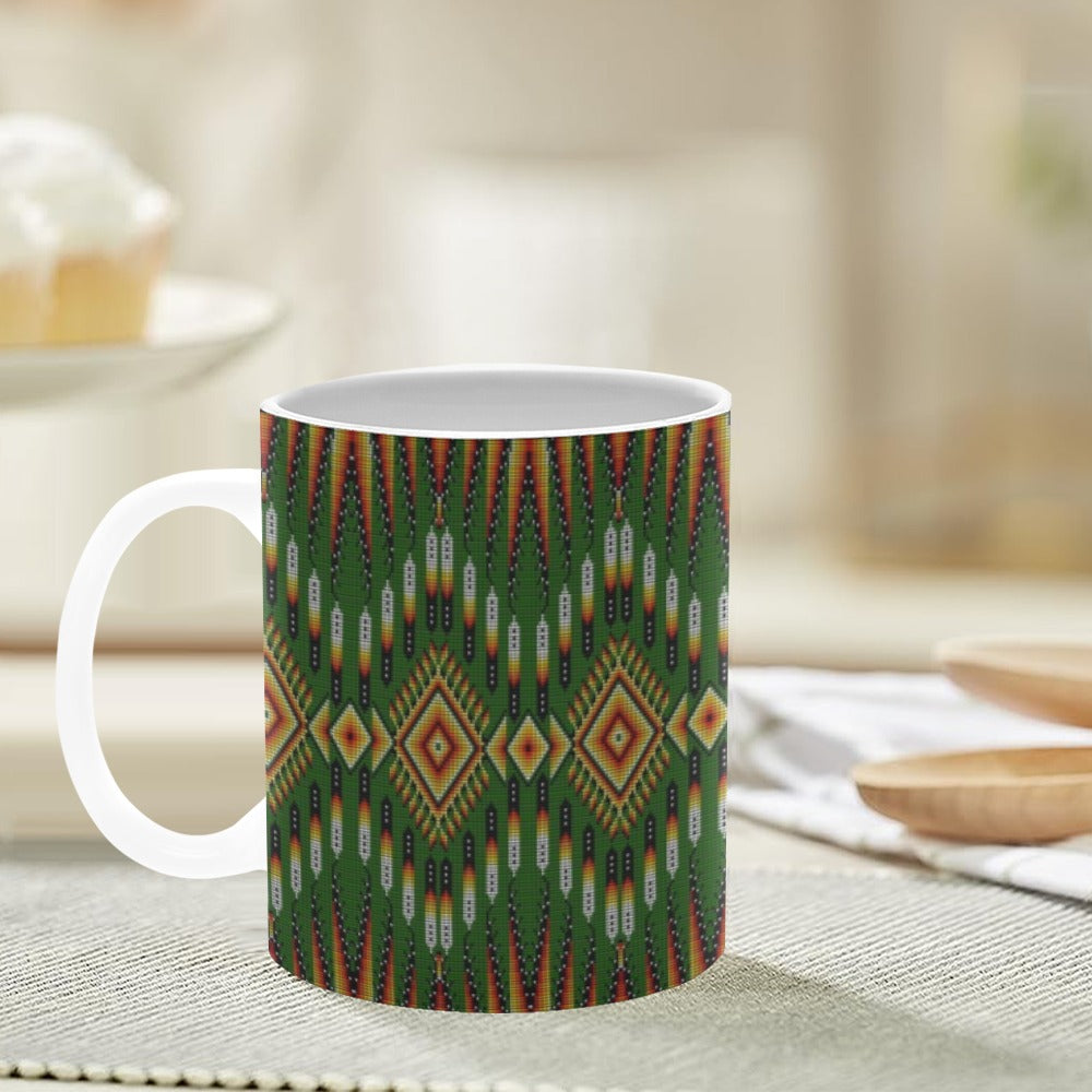 Fire Feather Green White Mug(11OZ)