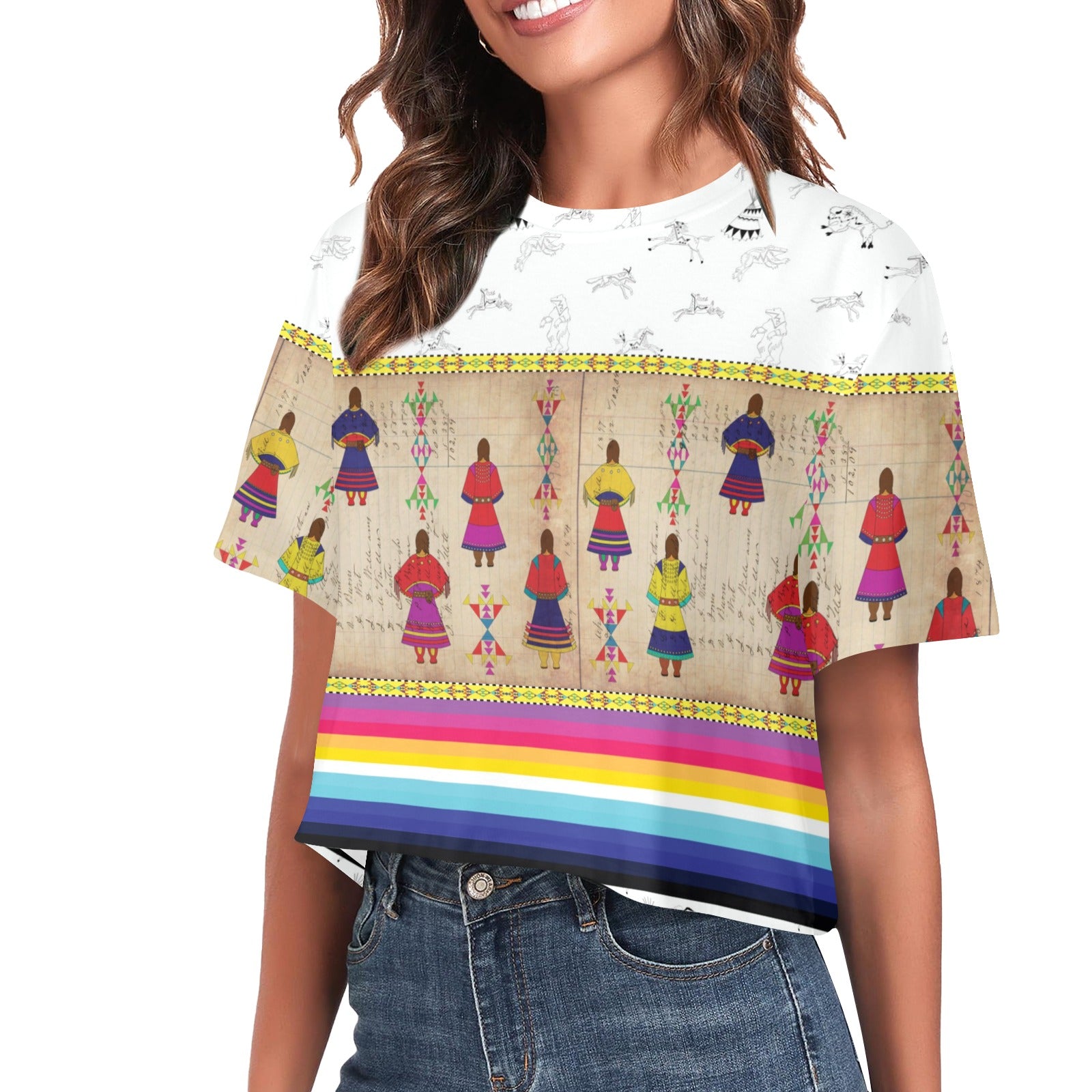 Ledger Round Dance Clay Women's Cropped T-shirt