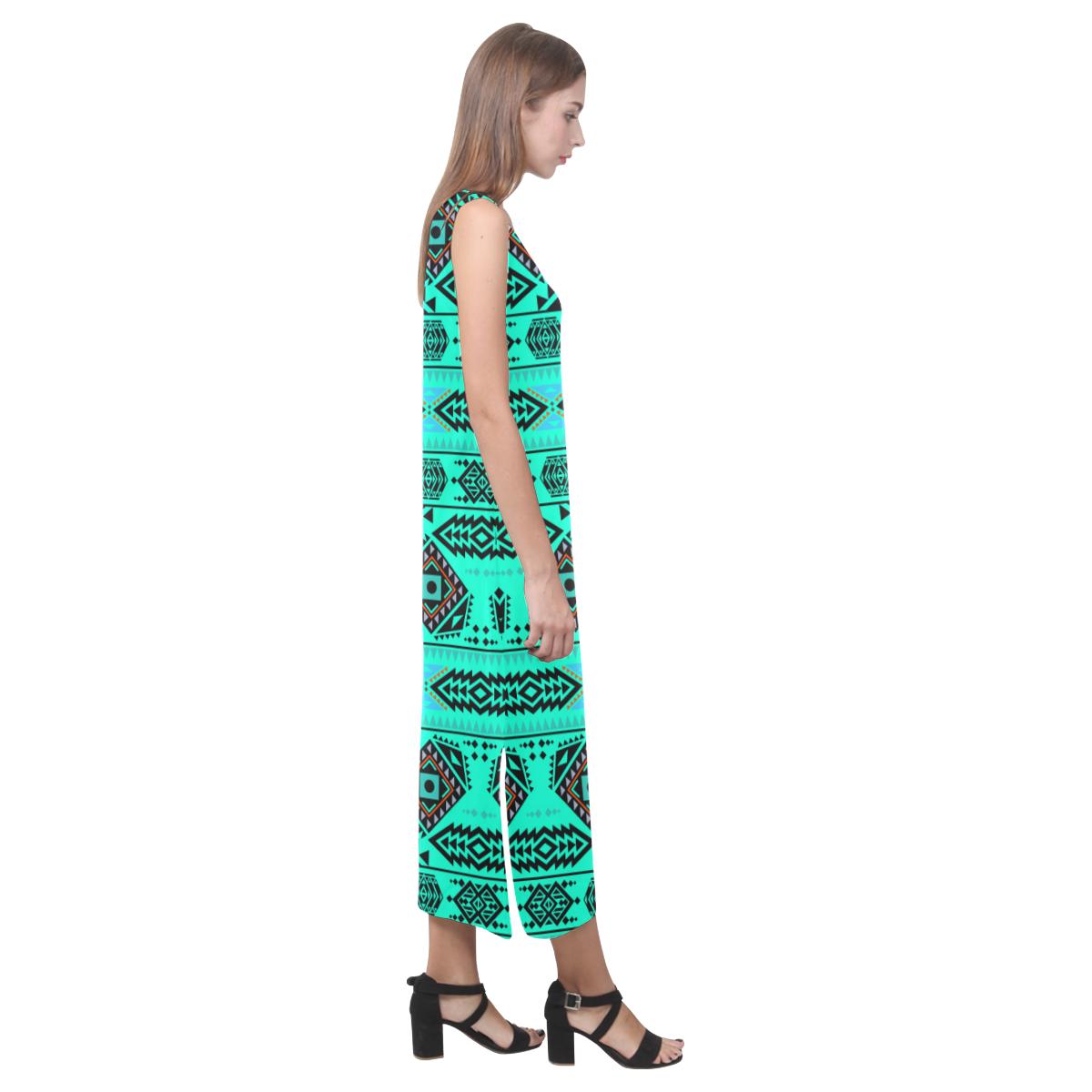 California Coast Big Seas Phaedra Sleeveless Open Fork Long Dress (Model D08) Phaedra Sleeveless Open Fork Long Dress (D08) e-joyer 