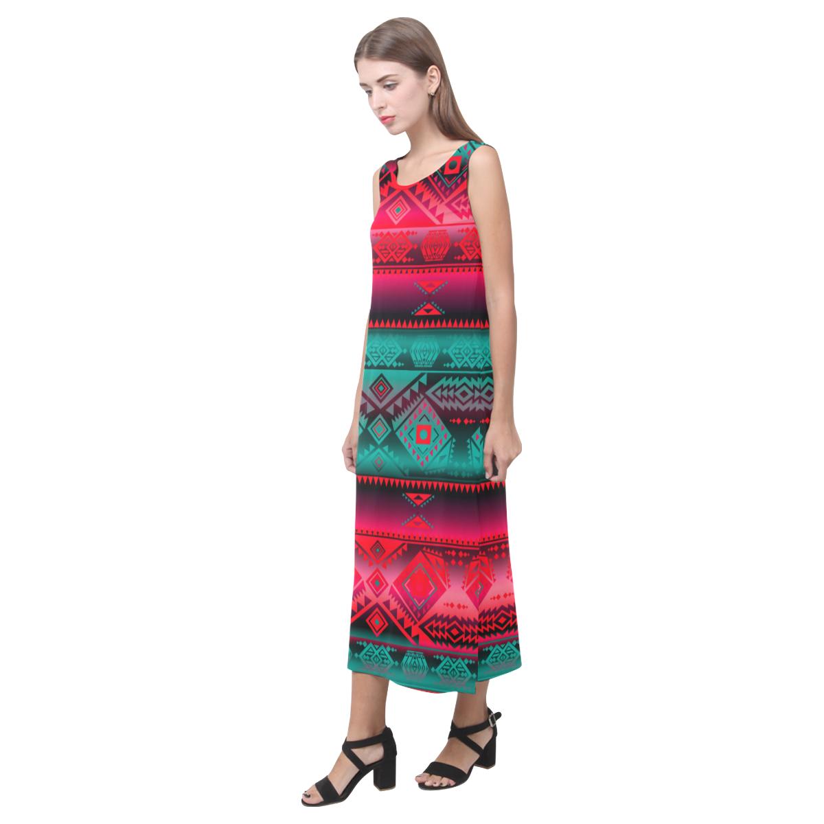California Coast Summer Gather Phaedra Sleeveless Open Fork Long Dress (Model D08) Phaedra Sleeveless Open Fork Long Dress (D08) e-joyer 