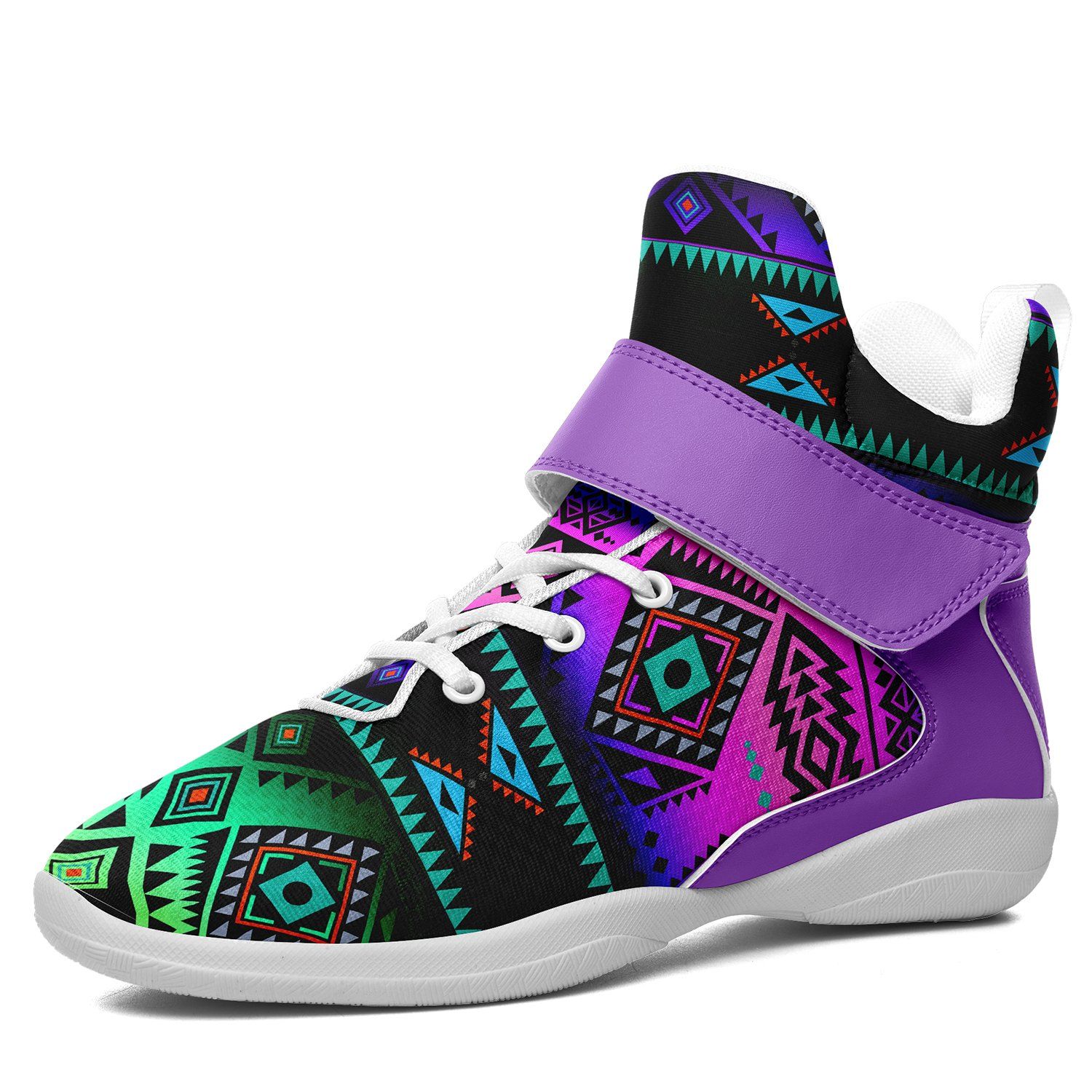 California Coast Sunrise Ipottaa Basketball / Sport High Top Shoes 49 Dzine US Women 4.5 / US Youth 3.5 / EUR 35 White Sole with Lavender Strap 