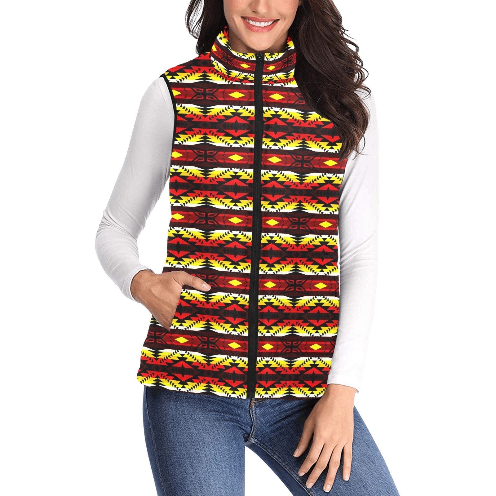 Canyon War Party Women's Padded Vest Jacket (Model H44) Women's Padded Vest Jacket (H44) e-joyer 