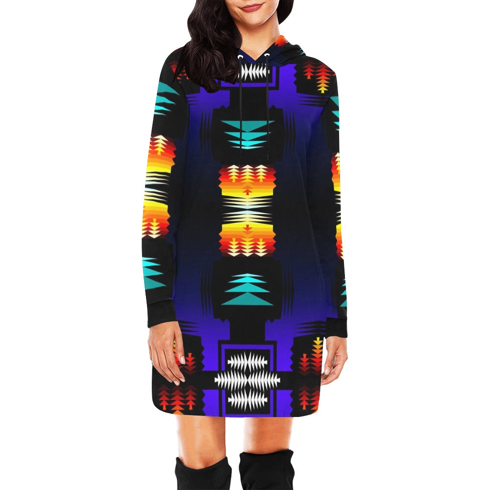 Midnight Sage Fire Hoodie Dress