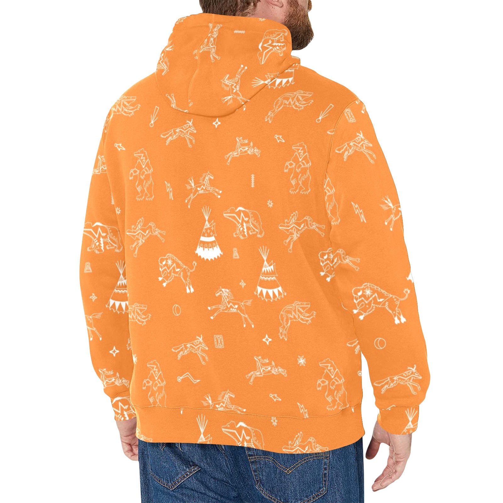 Ledger Dables Orange Men's Long Sleeve Fleece Hoodie