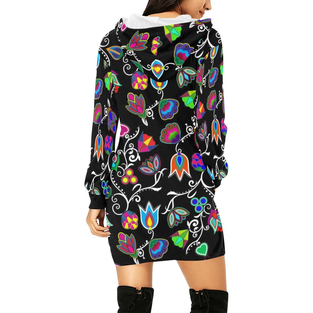 Indigenous Paisley Black Hoodie Dress